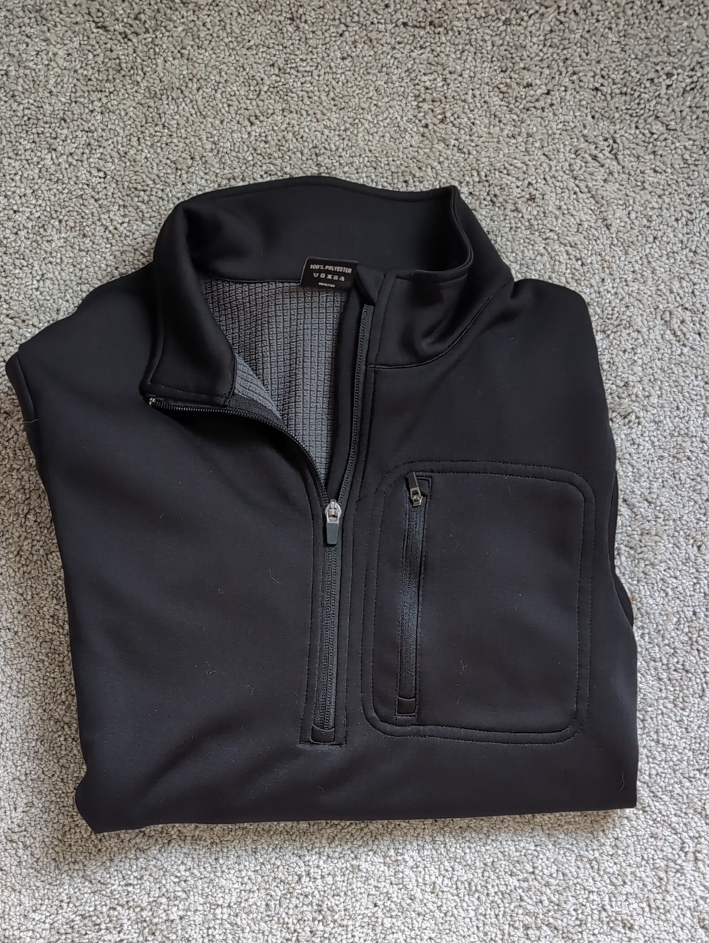 Grunt Style Black Quarter-Zip Pullover with Chest Zip Pocket